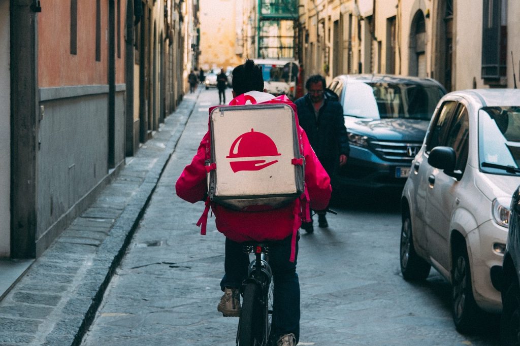 foodora, bike, delivery, street, bicycle, box, food delivery, traffic, outdoors, urban, city, delivery, food delivery, food delivery, food delivery, food delivery, food delivery