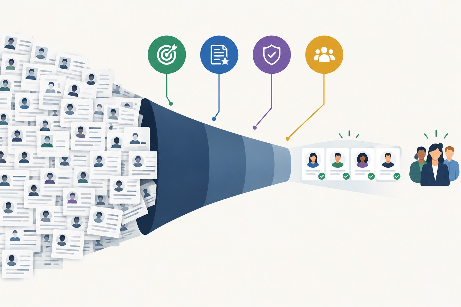Infographic showing how targeted evidence helps job seekers stand out in an AI-driven application flood